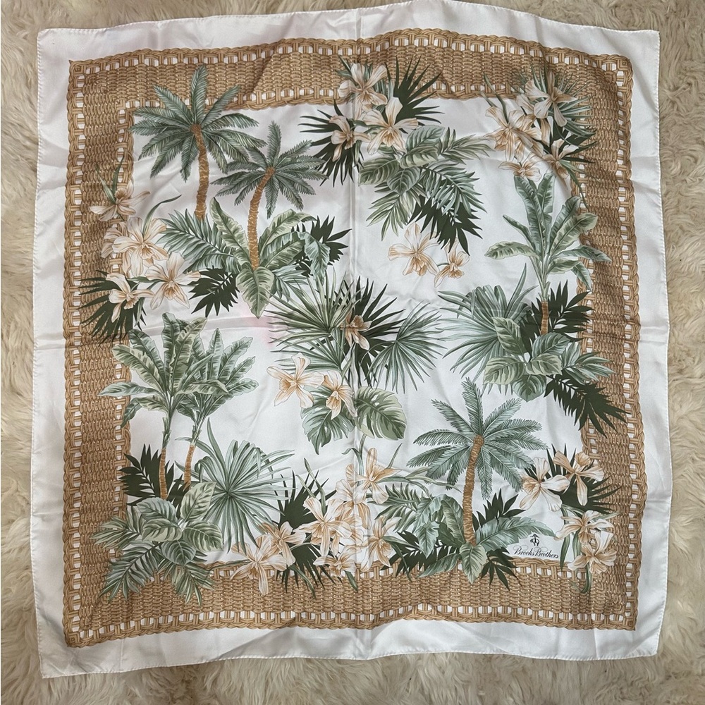 Tropical Palm Print 100% Silk Scarf